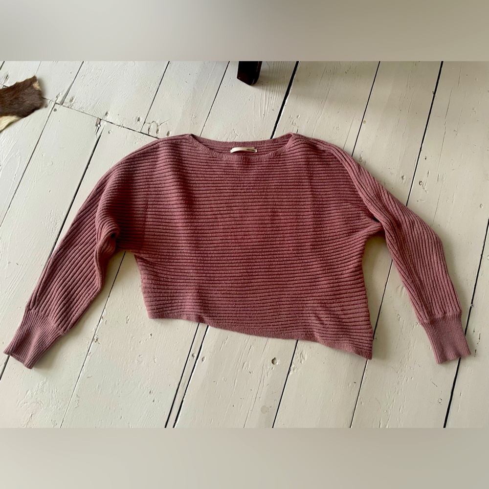 Anthropologie Mauve Crew Neck Sweater with Textured Knit